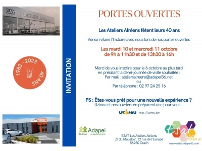 [ESAT CRACH] 40 ans, ça se fête! Venez nombreux !